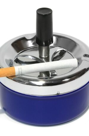 Smoke-King | Spinner Ashtray Chrome & Blue | 9cm