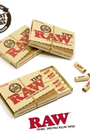 RAW | Natural Pre-Rolled Filter Tips | Bundle of 3