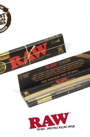 RAW | King Size Slim Rolling Papers | Black | Bundle of 2