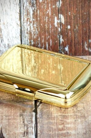 Tobacco Tin with Paper Holder – Gilt Finish